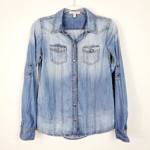 life in progress DENIM SNAP FRONT BLOUSE